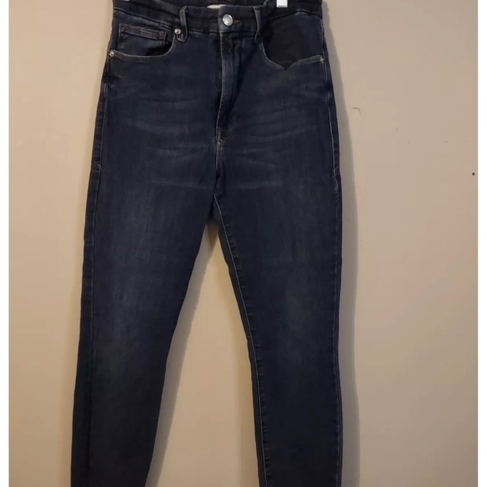 Good American Jeans Womens Size 10/30 Stretch Skinny High Rise Blue Distressed